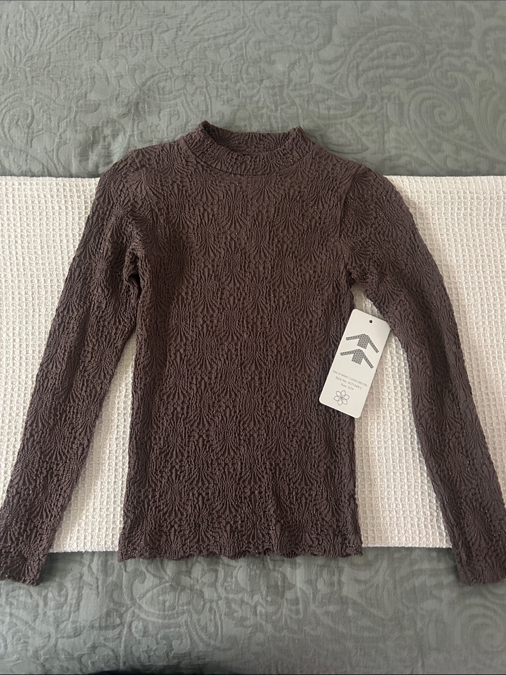 Aura Brown Textured Long Sleeve Top